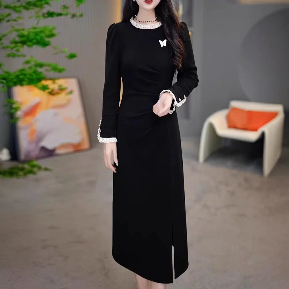 【衣雅严选】8102-995新款时尚减龄纯色气质蕾丝修身显瘦款连衣裙