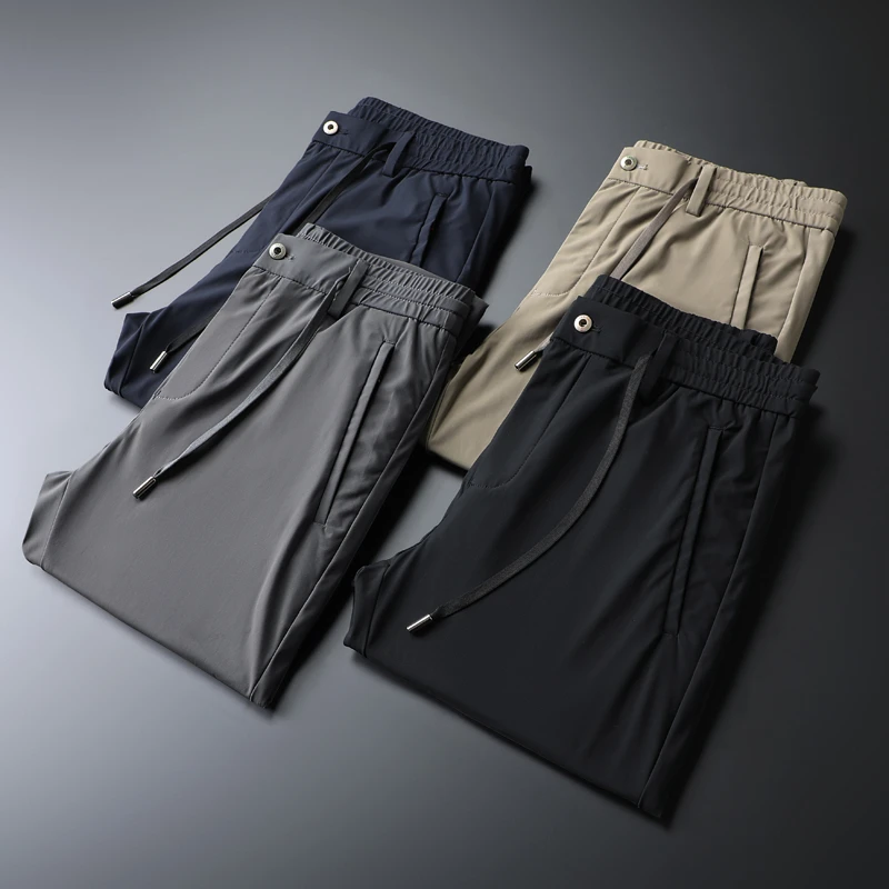 冰丝休闲裤男士夏季薄款2024新款弹力直筒西裤商务户外透气长裤子