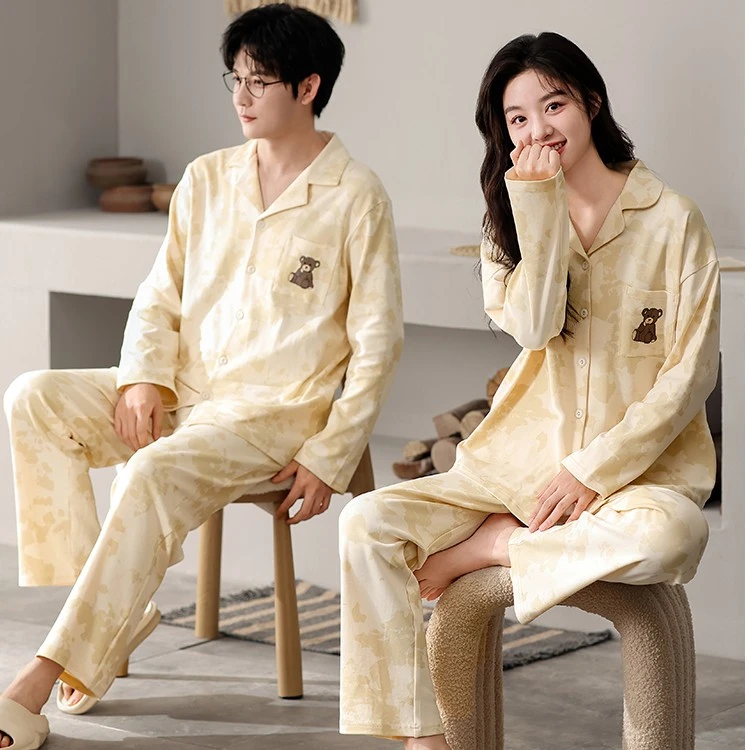 【柔软舒适】高档睡衣男士女长袖春秋休闲家居服情侣大码睡衣出门款