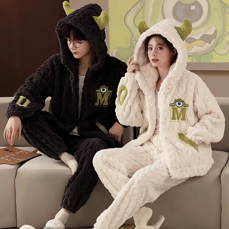 情侣睡衣冬季男款珊瑚绒加绒加厚新款2024爆款秋冬女款高档家居服
