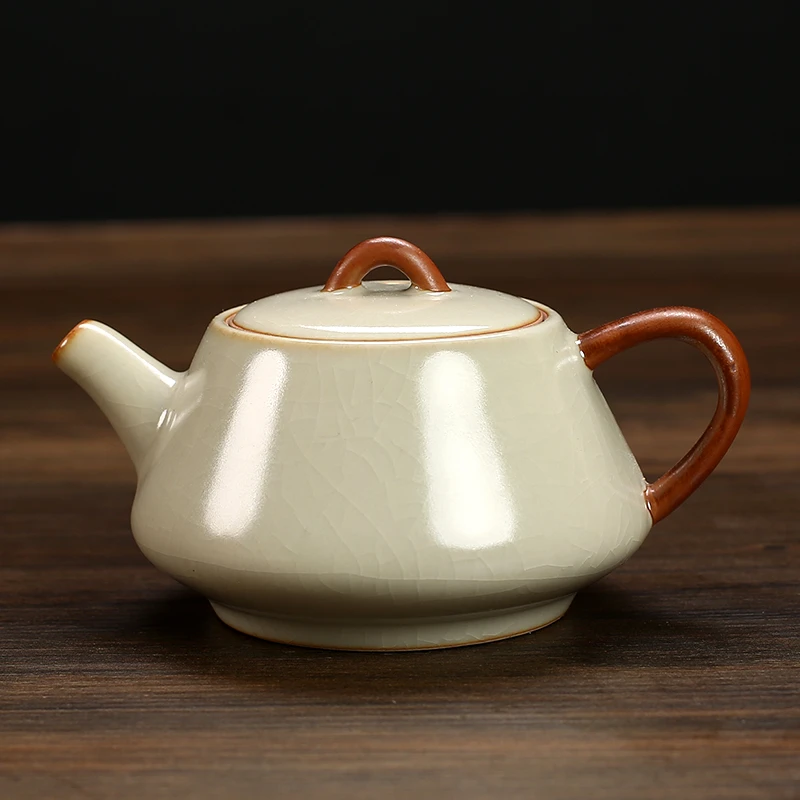 陶瓷茶壶汝窑茶具套装功夫单个开片大号泡茶壶家用办公室茶杯盖碗