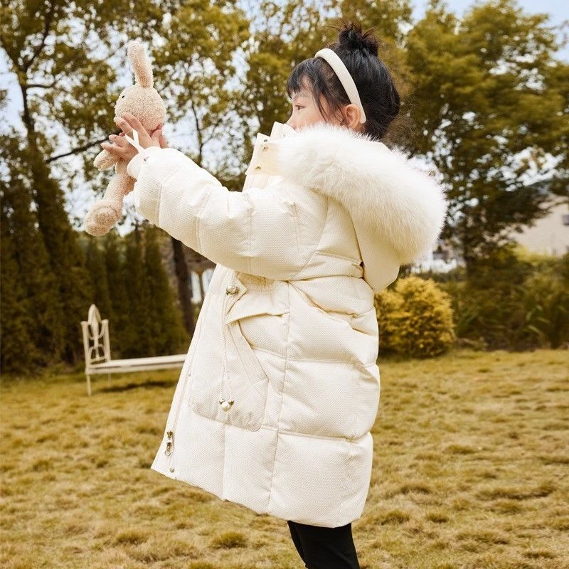 波司澄女童羽绒服中长款2023新款洋气保暖冬季小女孩加厚冬款羽绒
