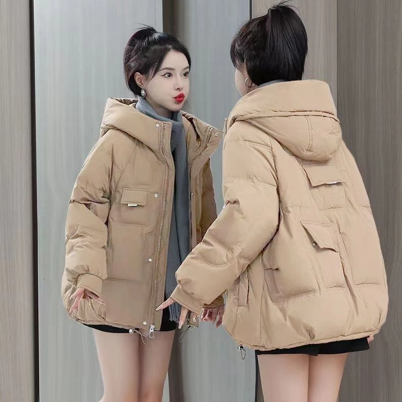 波司澄波司豋克莱茵蓝连帽羽绒衣女韩版短款2023冬季新款宽松小个