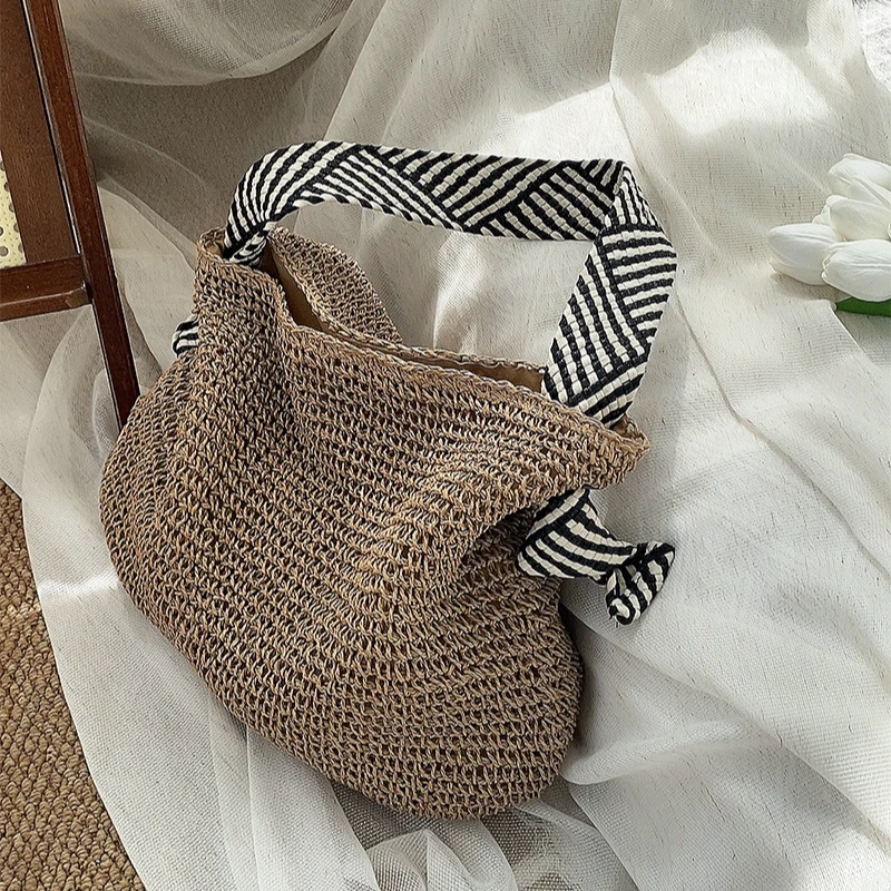 草编包夏季韩版百搭单肩包慵懒ins风休闲时尚沙滩女包手工编织包