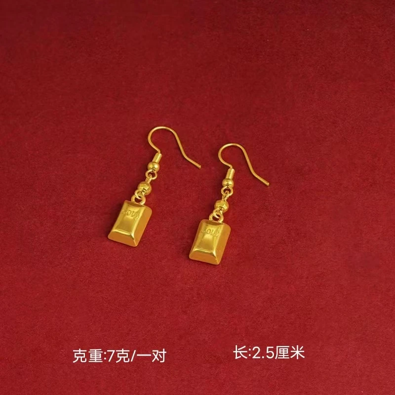 镀18k金【小方砖耳坠】时尚百气质精致复古女款精美耐看高保色