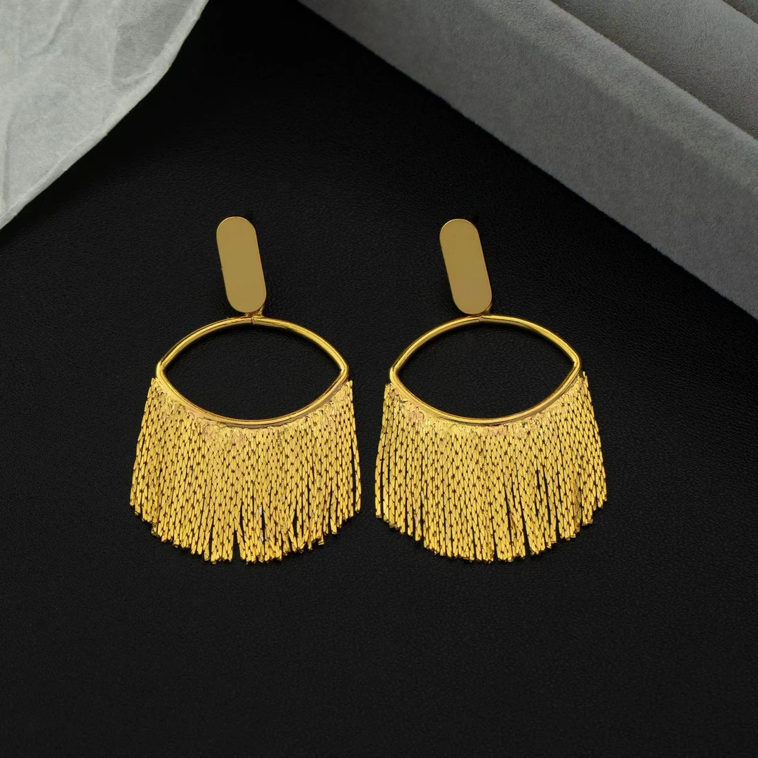 镀18k金 925银针【高新款 写轮眼 流苏】107 轻奢小众法式