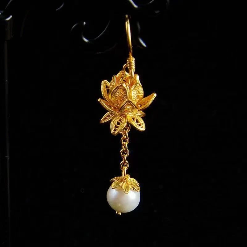 镀18k金  925银针 【衔禅】052 高货 时尚手工国风 复宫廷风 款首饰