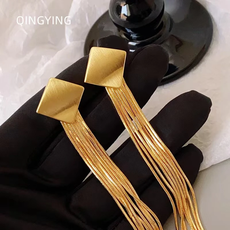 镀18k金 925银针 【高新货 菱形 几何流苏】036 精致个性长款时尚