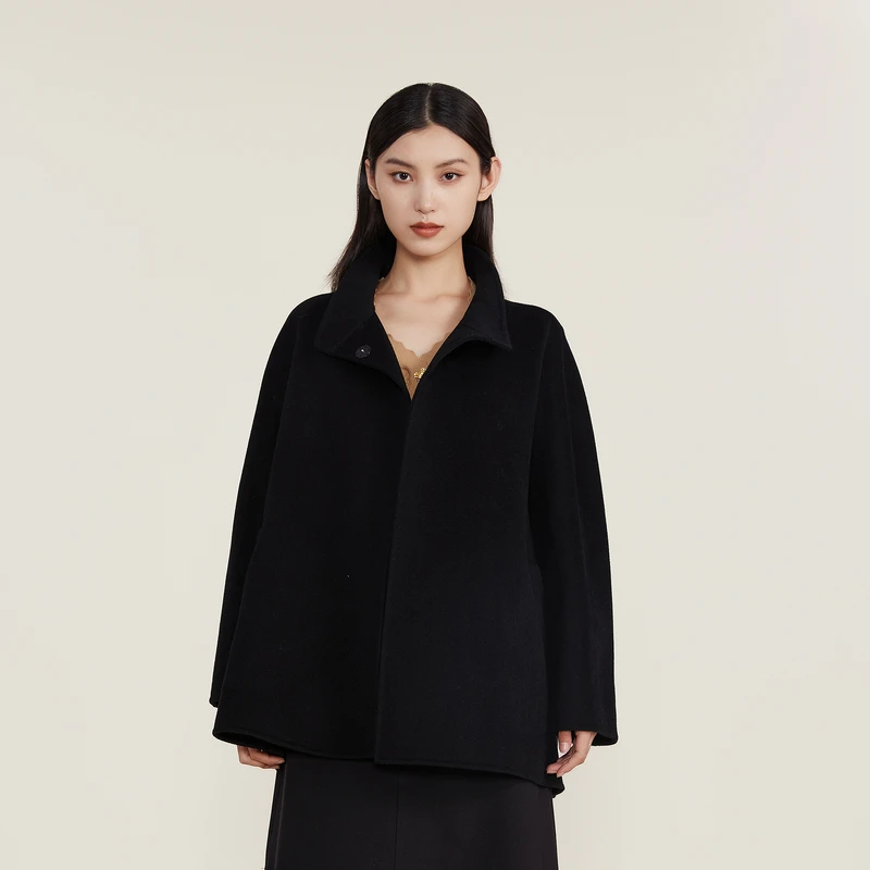 谜底女装毛呢大衣女冬季新款时尚A型中长款呢子外套女224MD1585