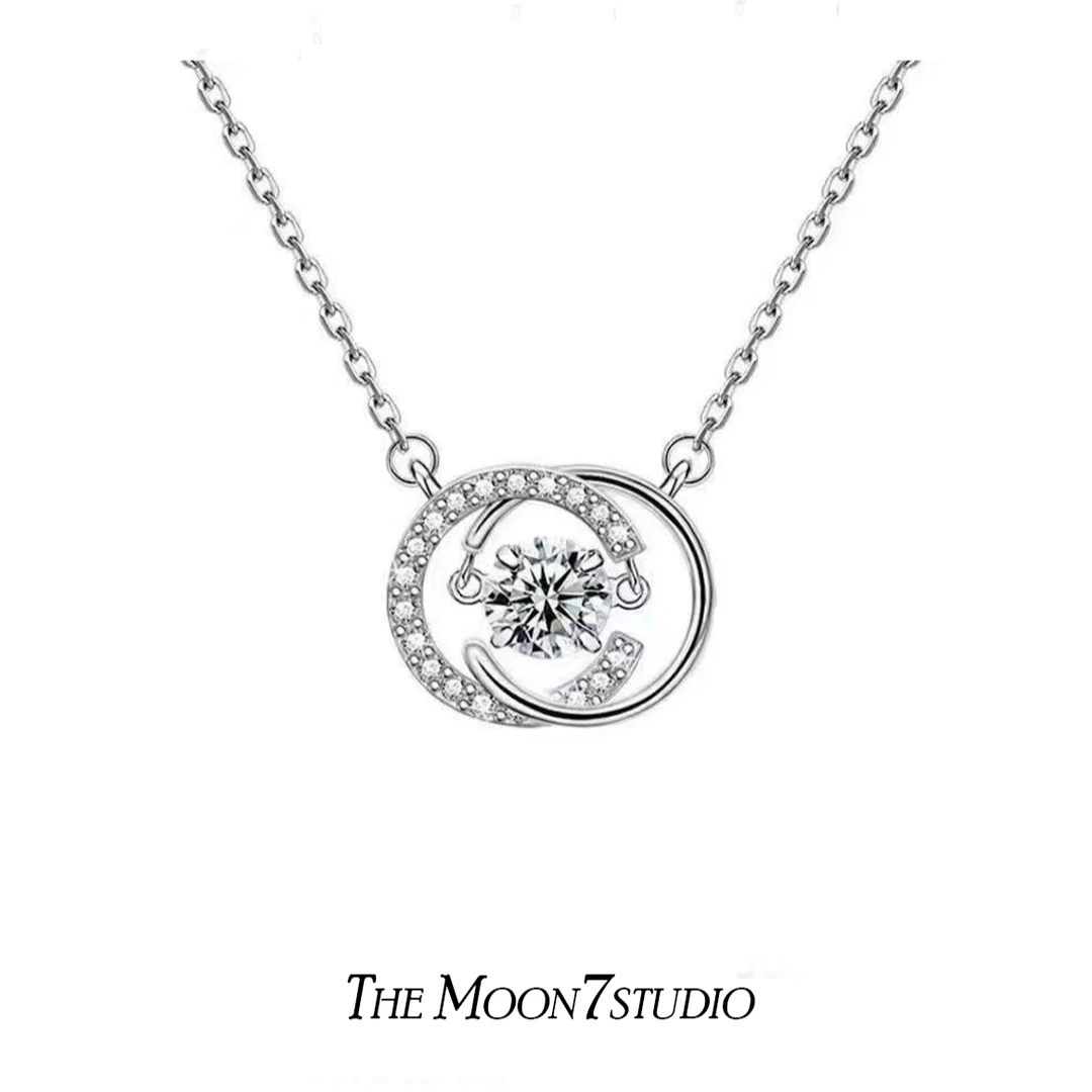 钛钢项链 双C项链轻奢时尚百搭小众简约灵动坠链气质环环相扣素款