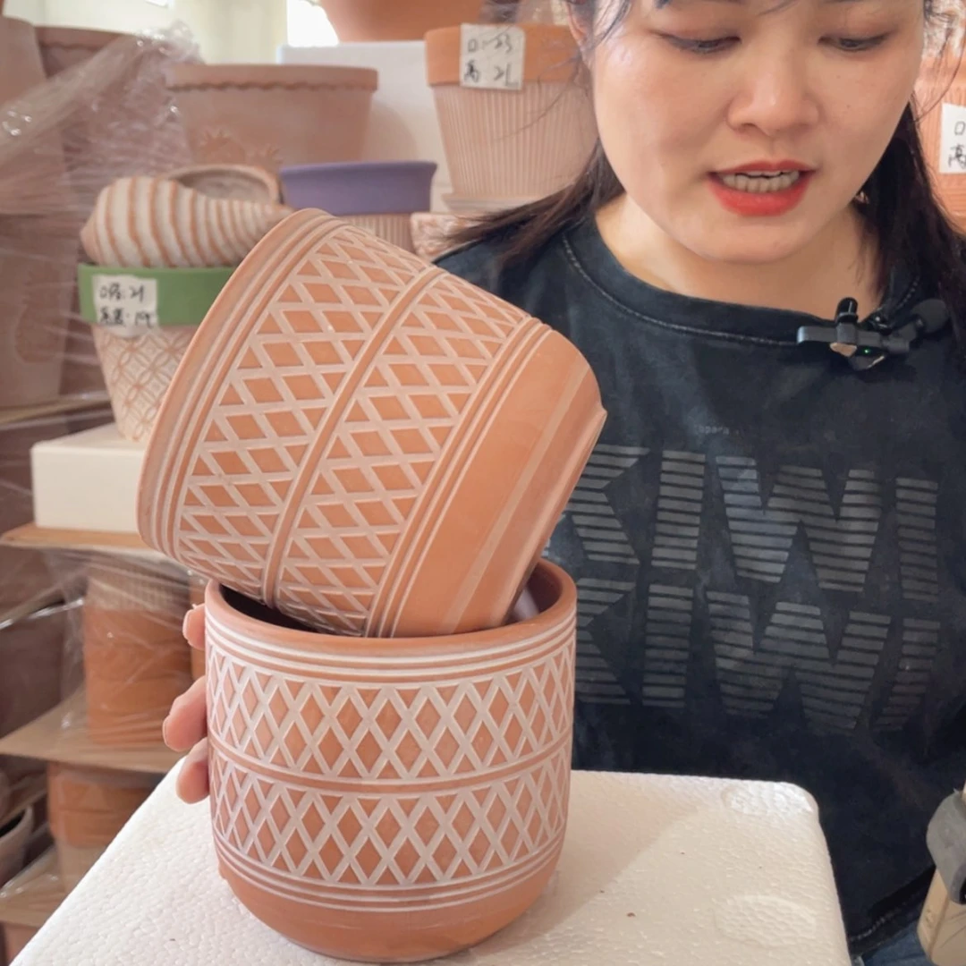 【闪购商品】红陶20CM（含）-50CM（不含）复古菱形12-11两个