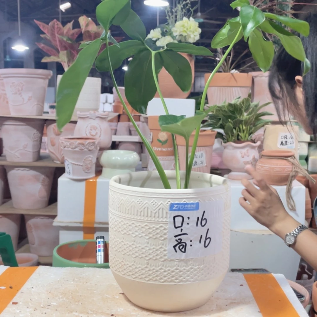 【闪购商品】红陶20CM（含）-50CM（不含）119机雕白陶16-16