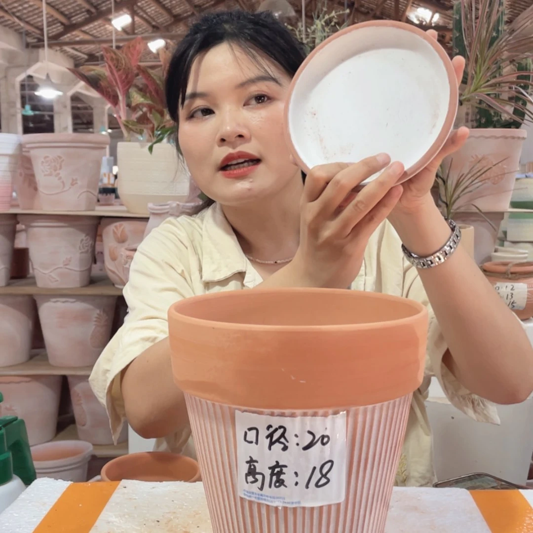 【闪购商品】红陶20CM（含）-50CM（不含）复古竖纹10-18带托