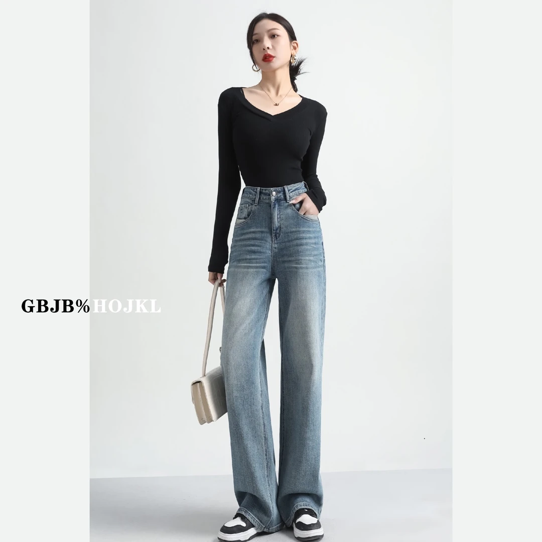 【福利宠粉】大牌设计款-高定轻奢高腰显瘦宽松阔腿牛仔裤女46