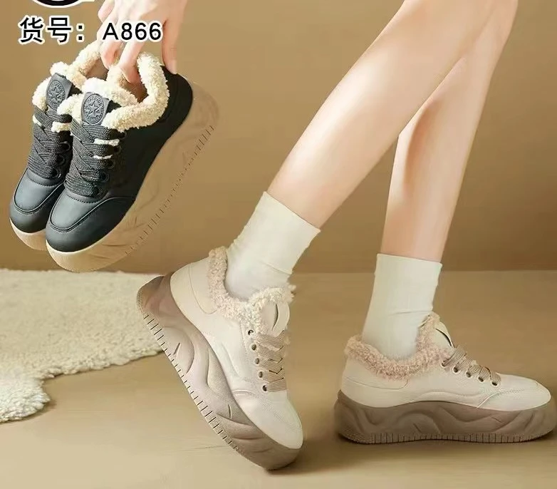 【超哥夫妇】A866加绒小白鞋女2023冬季新款休闲鞋板鞋百搭加棉鞋