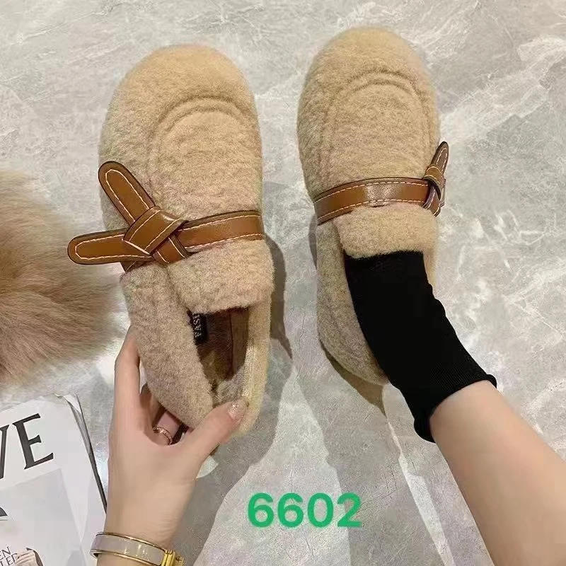 【超哥夫妇】6602加绒毛毛鞋平底冬季百搭时尚保暖秋冬