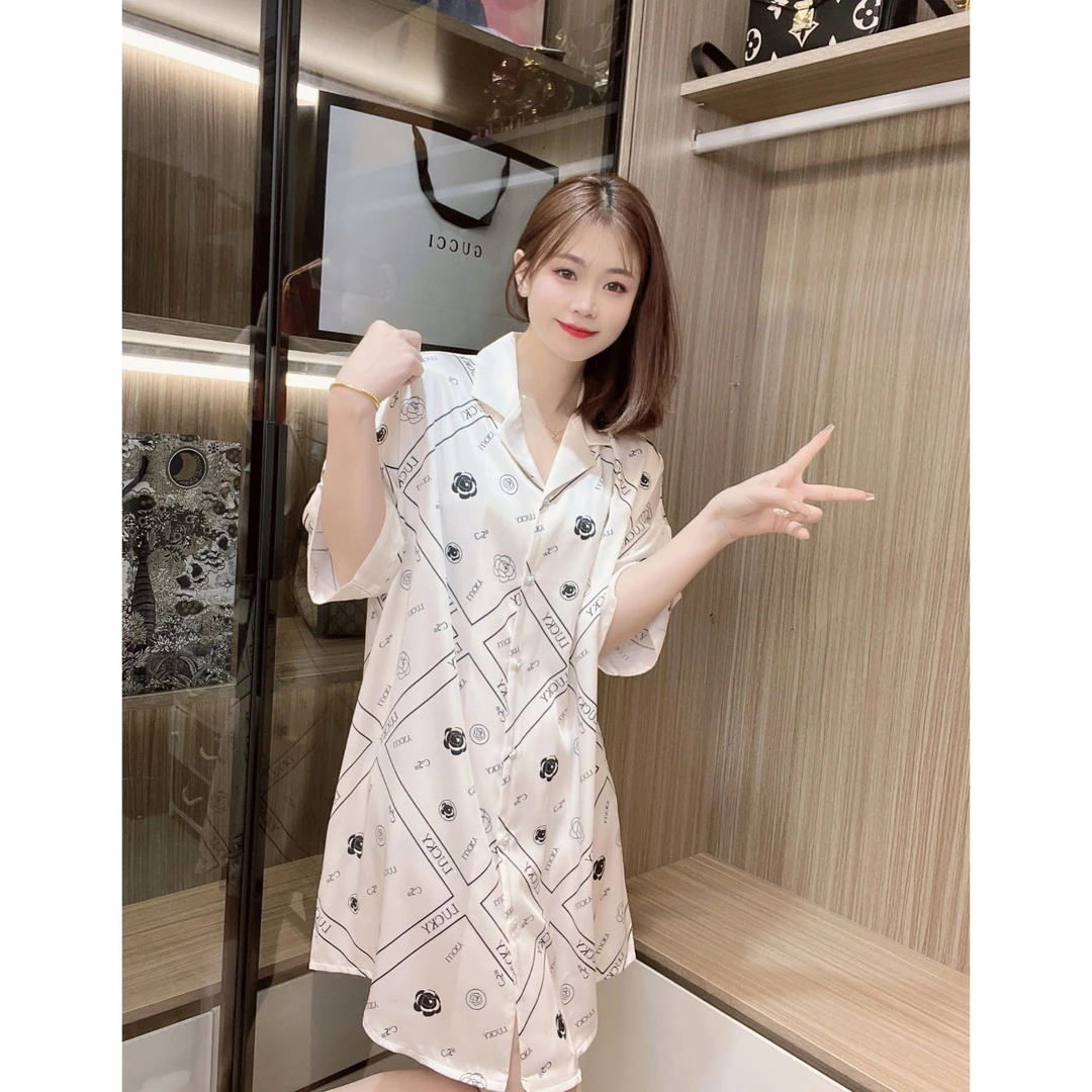 83【秀秀家】春季上新《山茶花睡裙2.0》丝质宽松高定睡裙家居服