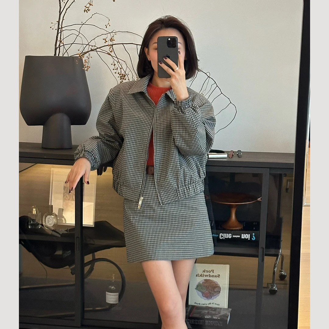 XIYE&W【格子套装】复古显瘦两件套套装