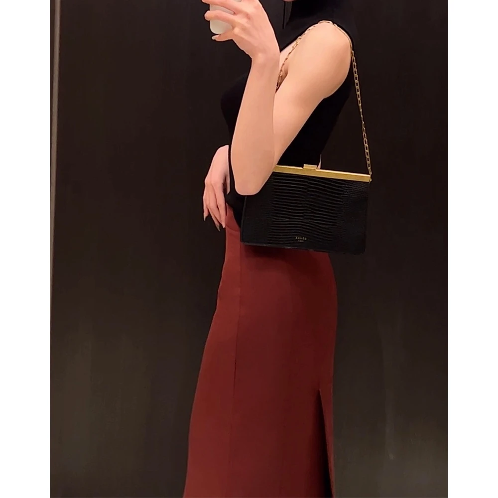 she satin 红色纯色半裙AE4ASQ11-00