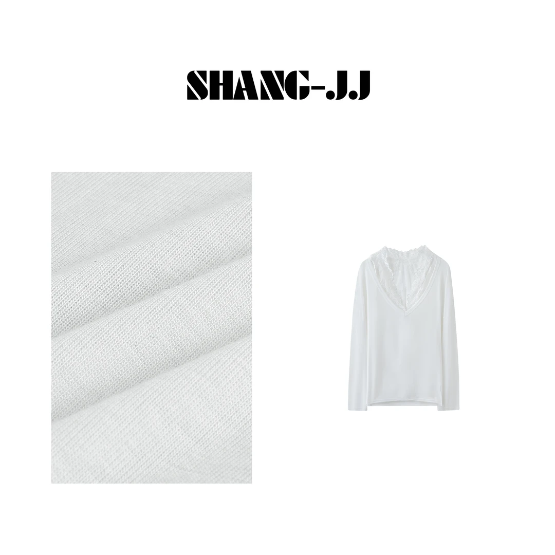 SHANG-JJ【法式白T】24新款设计感高定舒适体感上衣q132482p