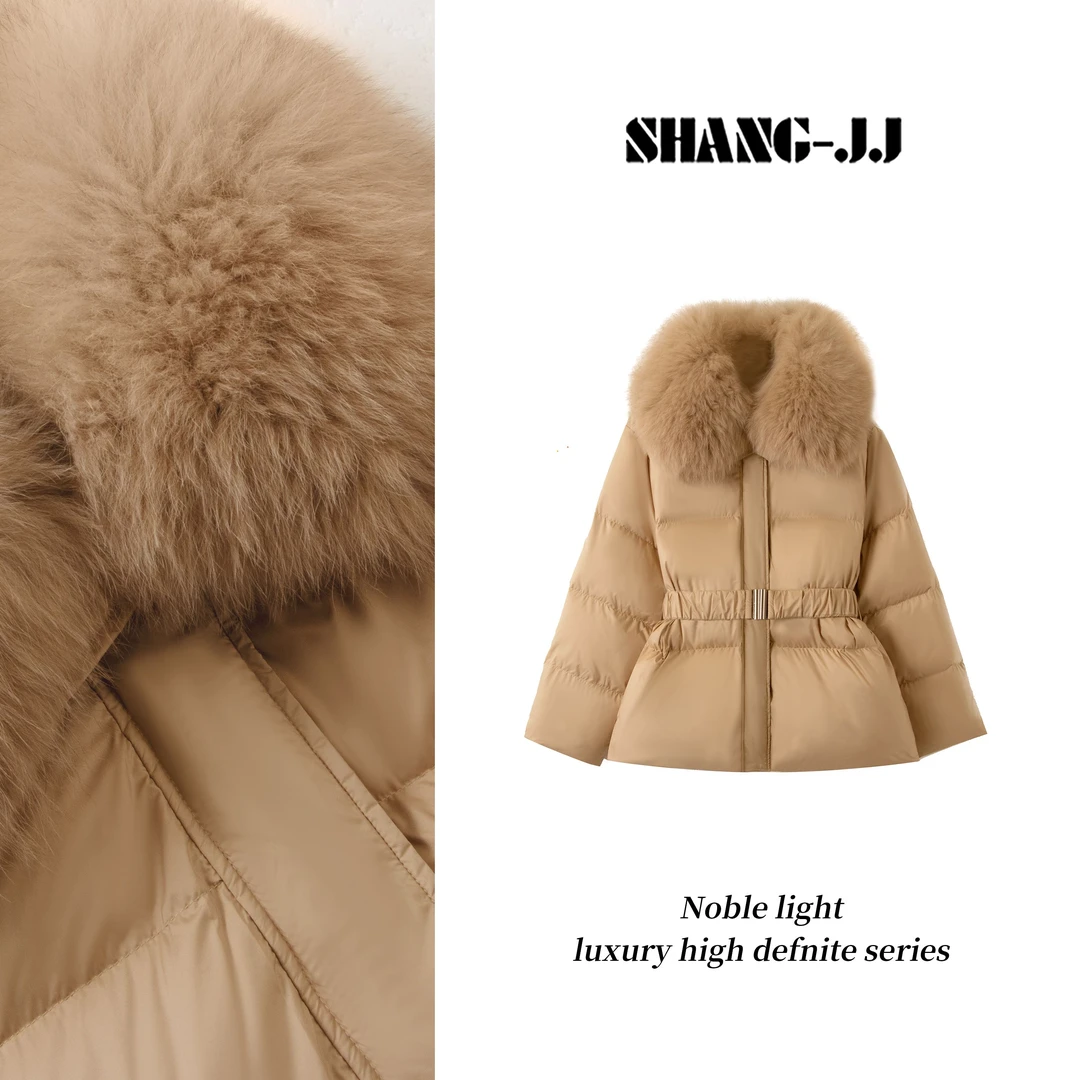 SHANG-JJ【泡芙雪融】24秋冬新品90鸭绒狐狸毛领羽绒服q133191p