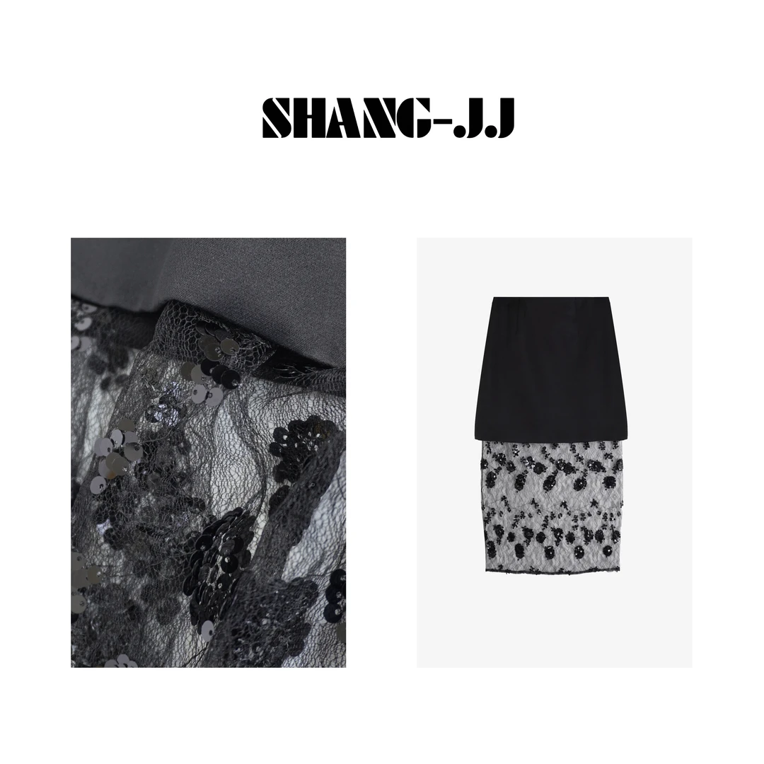 【杰西卡】24新款时尚重工绣珠蕾丝设计师高级感春夏半身裙q130735p