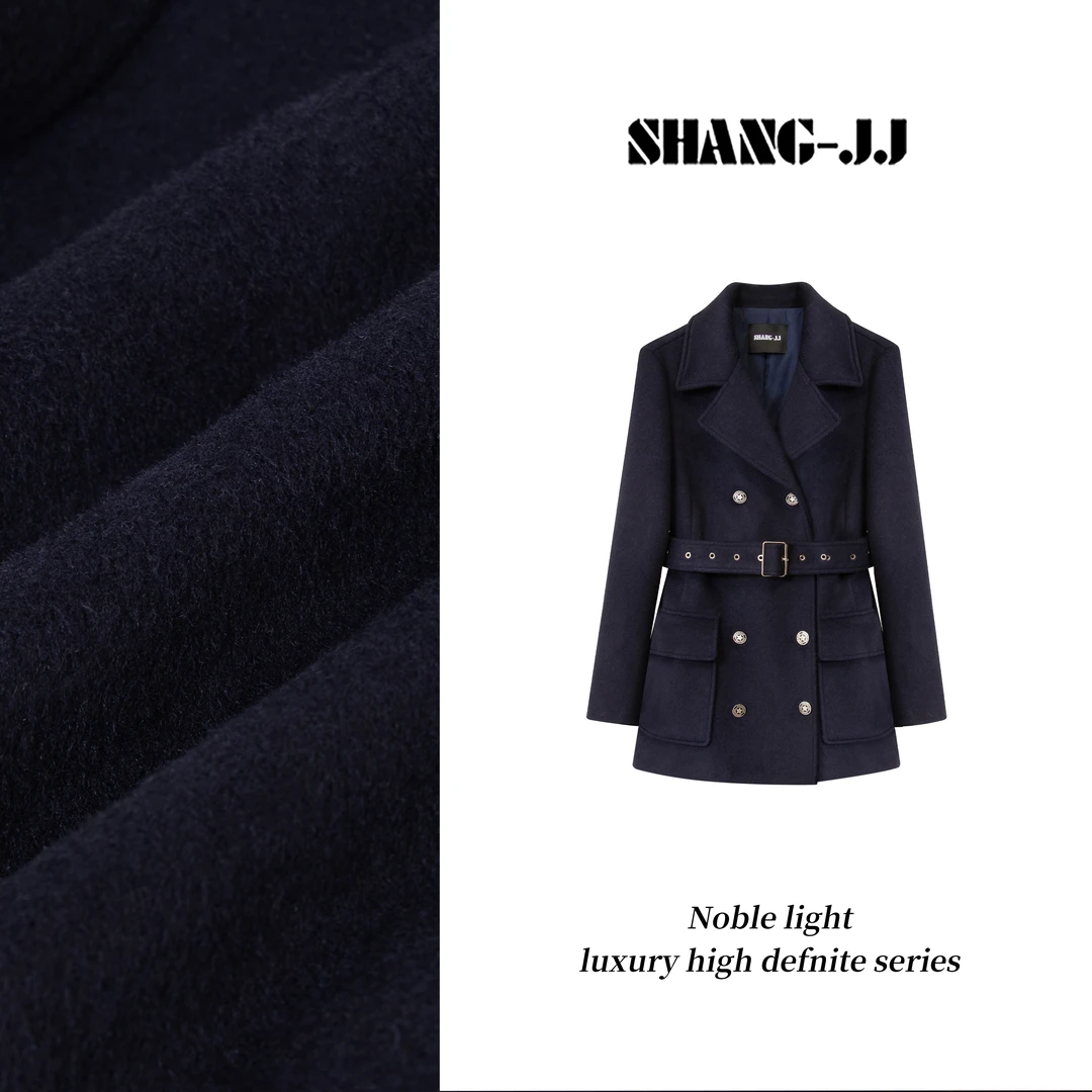SHANG-JJ【时尚前沿】24秋冬新品澳洲羊毛混纺鹅绒气质外套q132890p