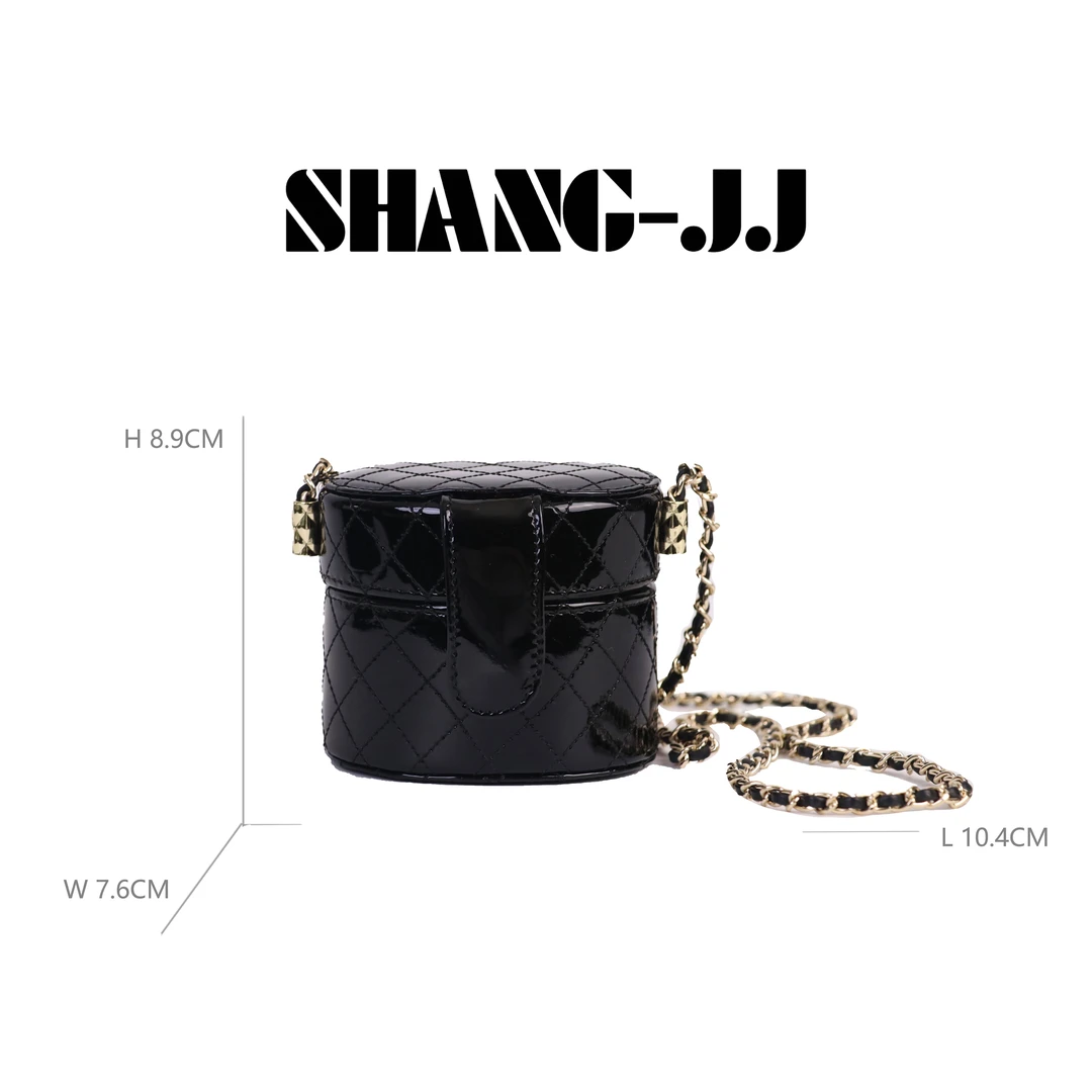 【小可爱】时尚高级感气质轻奢设计个性百搭黑色圆筒包q130441p