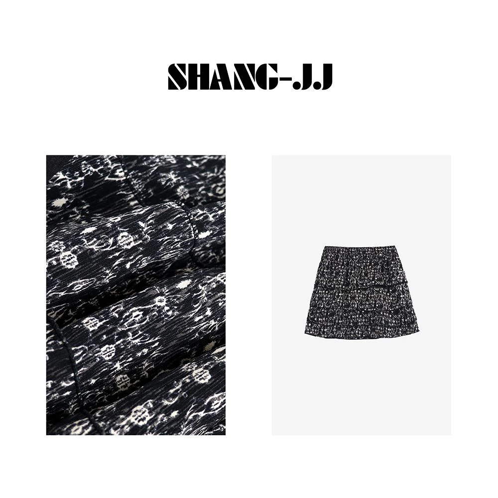 SHANG-JJ【碎花舞曲】重工印花百搭夏季半身裙q131333p