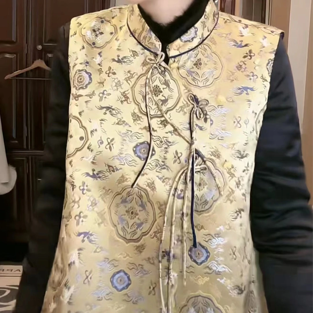 魏元高定/锦里新中式黄色马甲