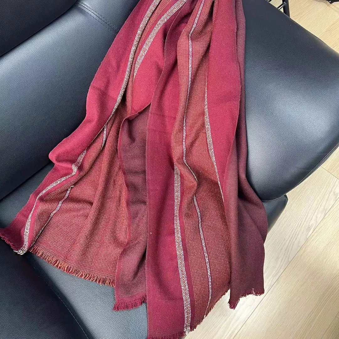 绵羊毛围巾披肩纯色百搭长款秋冬双面 h114-2