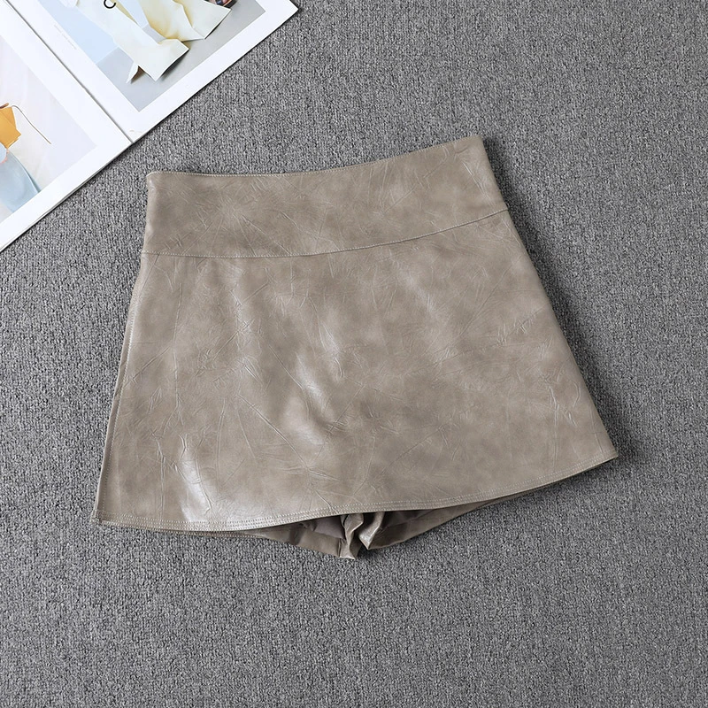 静奢风开叉性感PU皮短裙女春新款韩版ins半身裙时髦辣妹显瘦a字裙