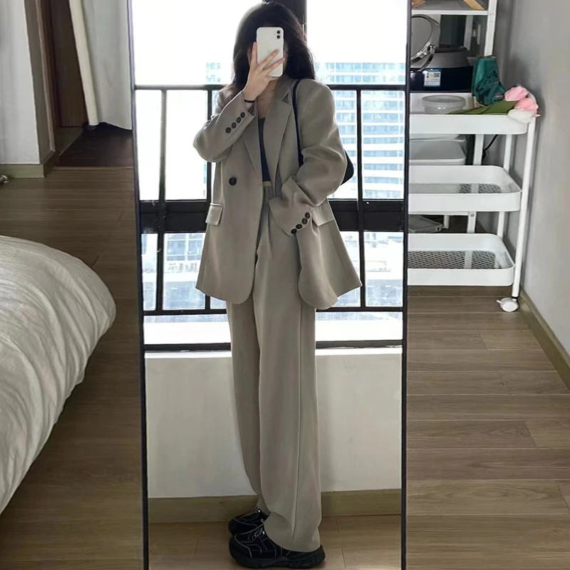 多色西装套装女高级感2024年新款小个子休闲西服外套阔腿裤两件套