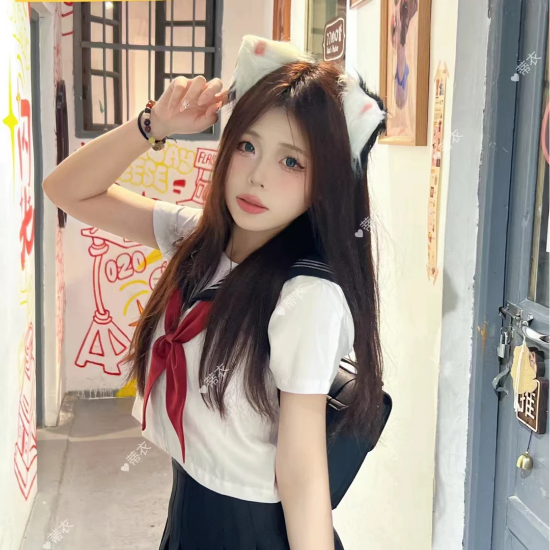 jk制服百褶裙两件套夏装洋气时尚减龄学院风水手服日系女学生班服