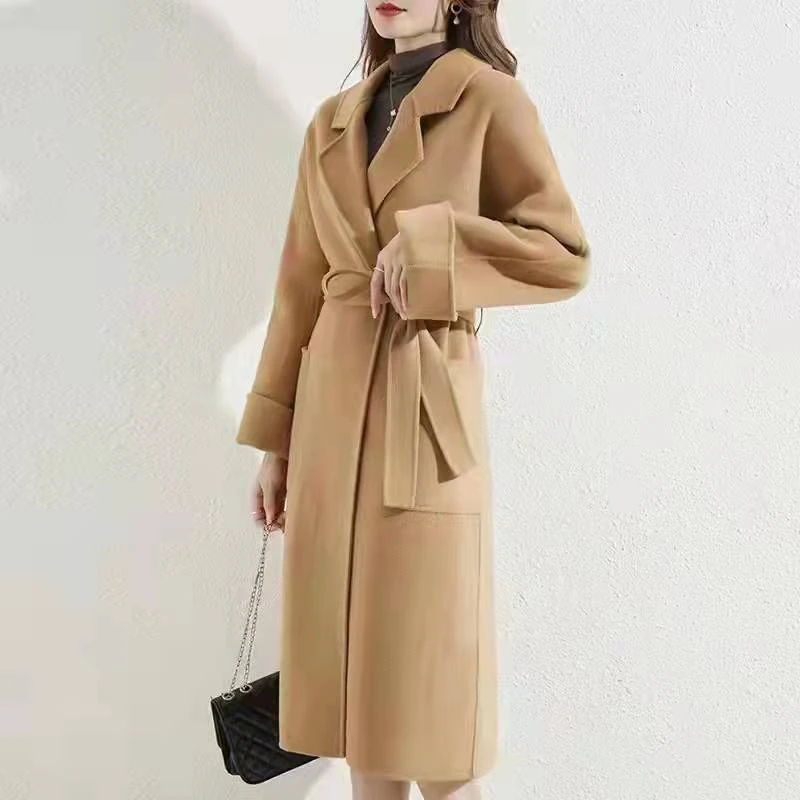 高端双面羊毛大衣女2023新款秋冬气质修饰中长款羊毛呢外套秋冬