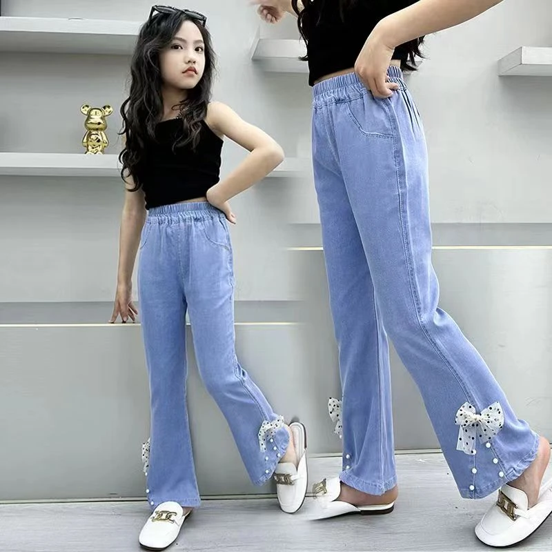 女童喇叭长裤夏季新款儿童防蚊夏装薄款休闲外穿宝宝牛仔裤