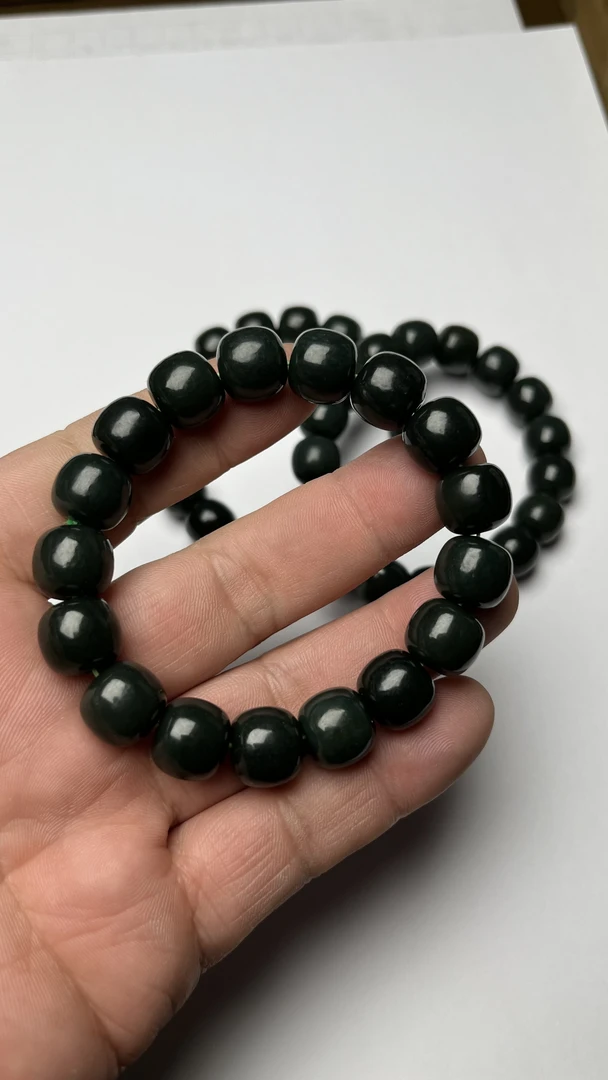 【玉通诚珠宝】和田玉青黄口手串老型珠手串时尚情侣情侣素圈单圈