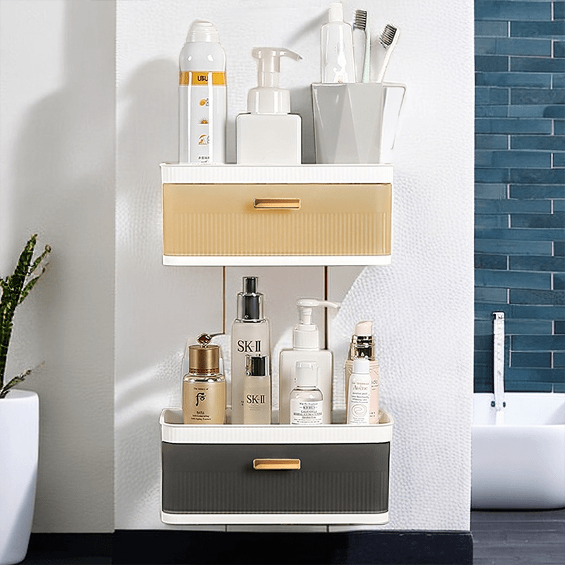 餐将军卫生间收纳架免打孔多功能家用壁挂式置物架浴室储物盒挂架