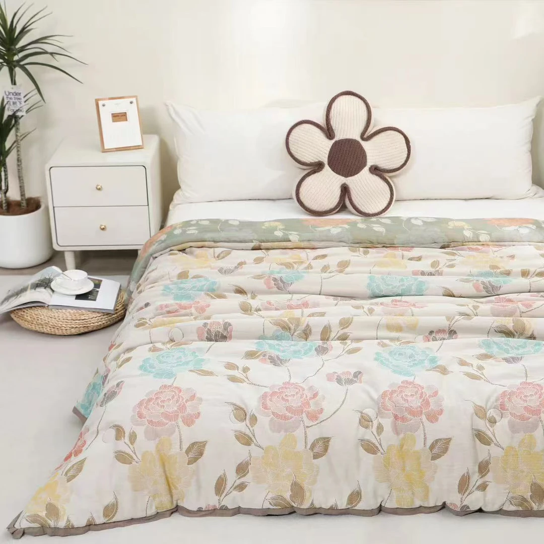 【国色芳华 被子】2x2.3米 精梳棉高奢双层纱双人纱布被子