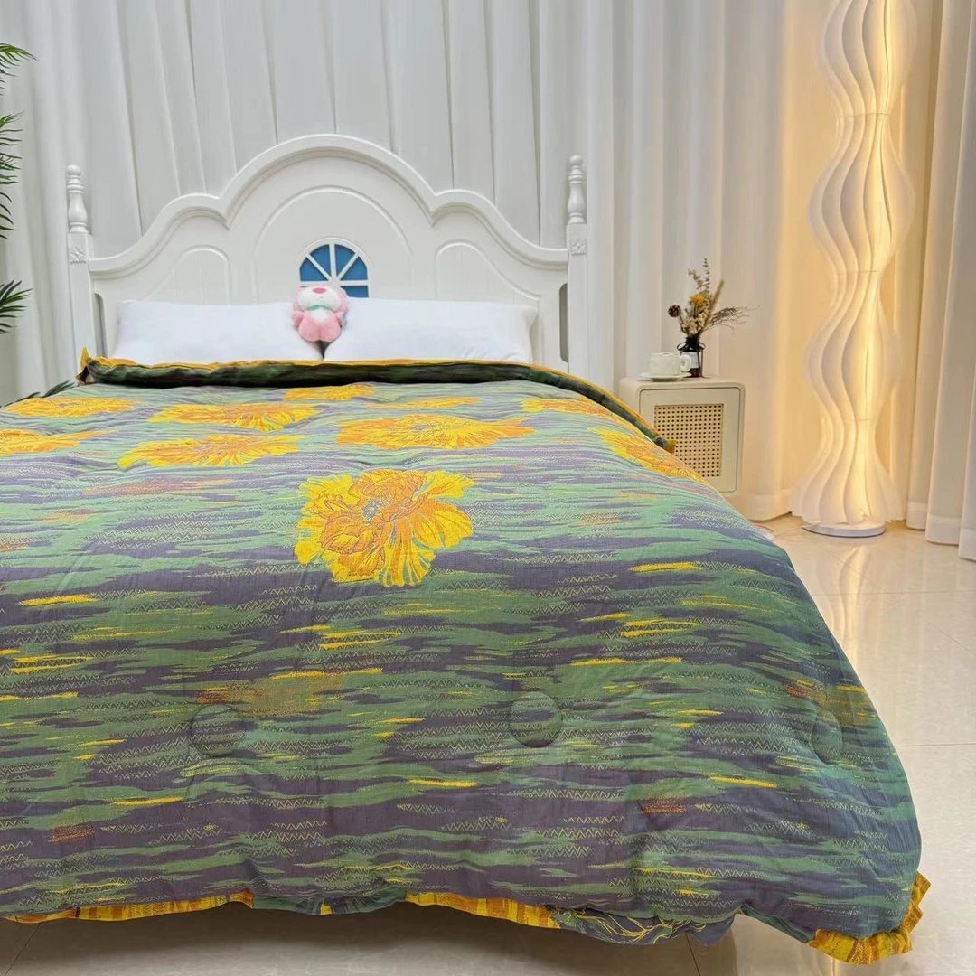 【花晨月夕 被子】1.5x2米 纯棉双层纱高端纱布单人秋冬大豆被