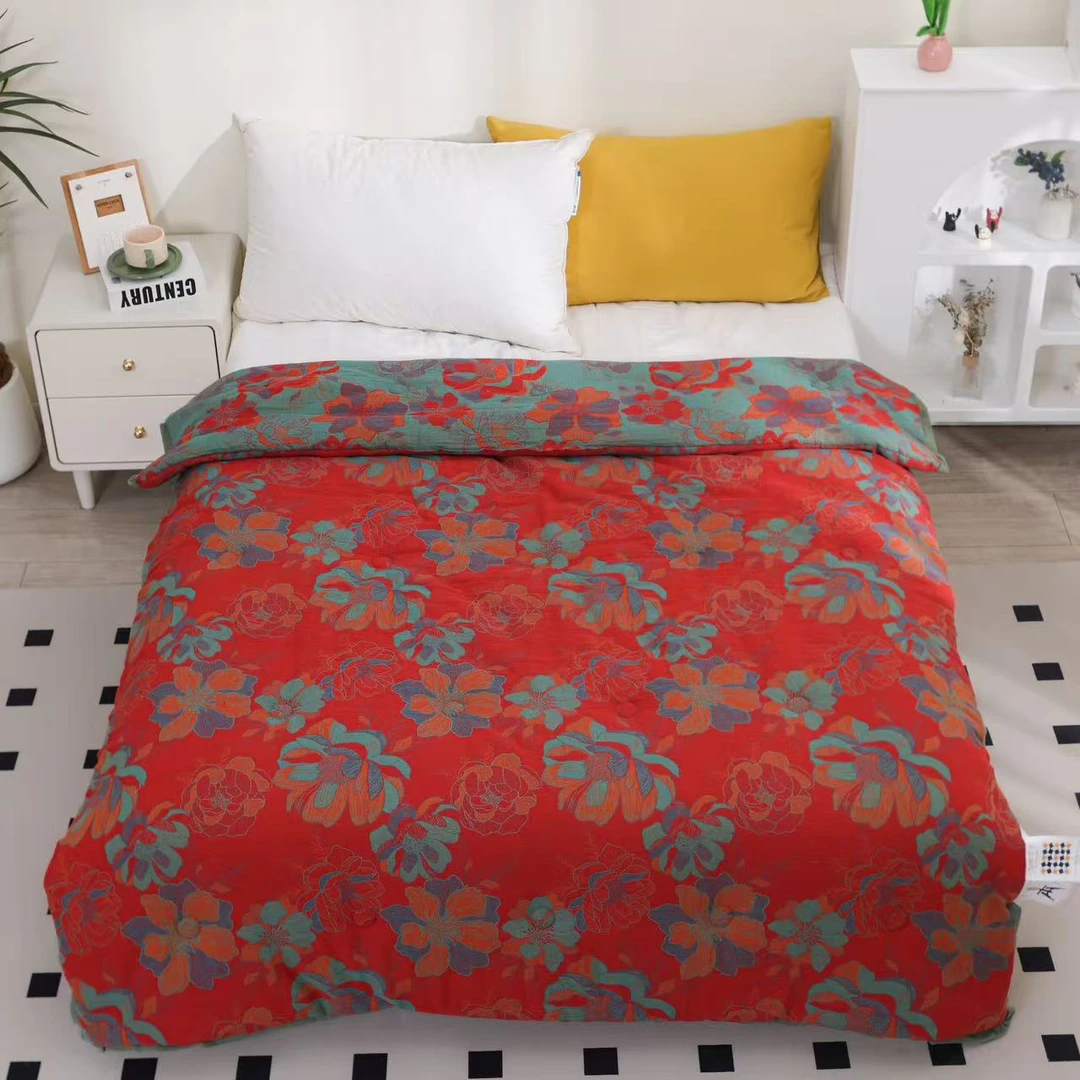 【花意间 被子】1.5x2米 精梳棉双层纱高端单人大豆被