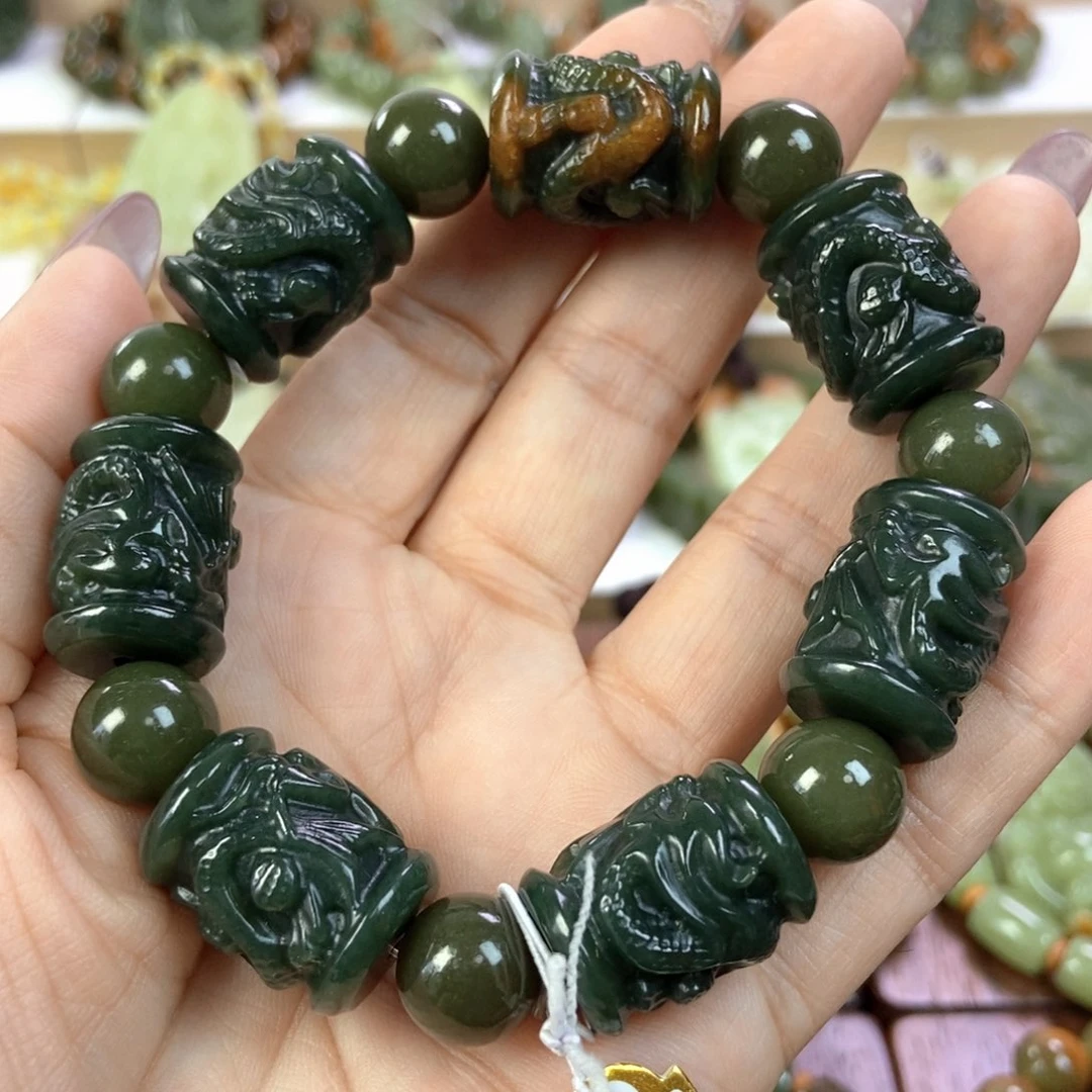 岫岩河磨玉（透闪石质玉）手链未镶嵌