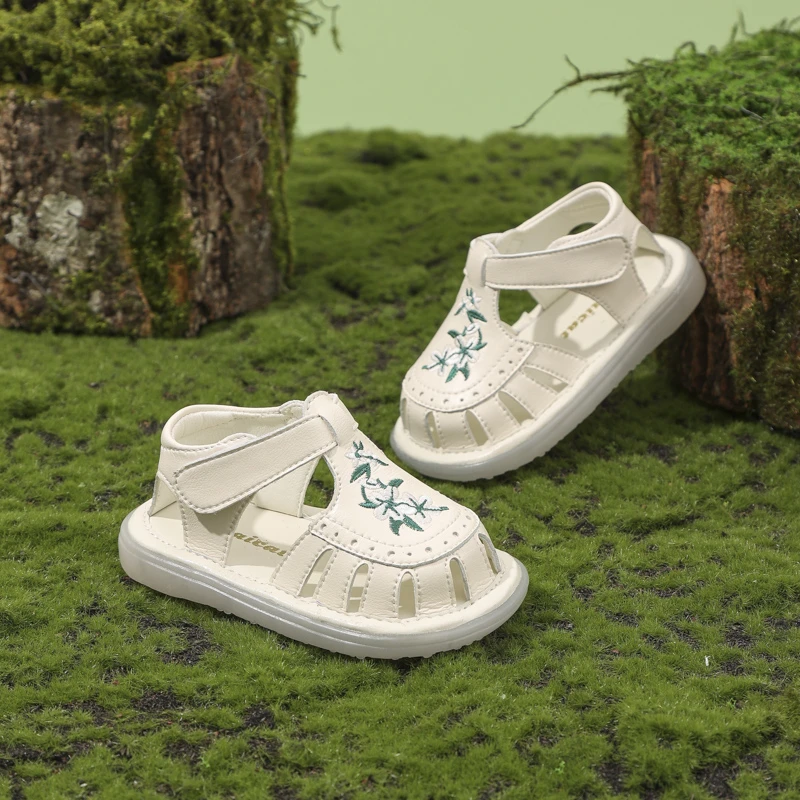 （真皮牛皮）儿童机能鞋女童夏季国风休闲凉鞋小童学步鞋防滑沙滩鞋