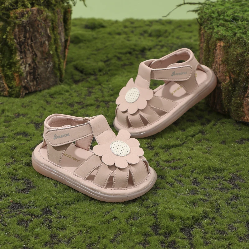 女宝宝凉鞋儿童机能鞋小童夏季透气休闲鞋婴儿花朵包头防滑沙滩鞋