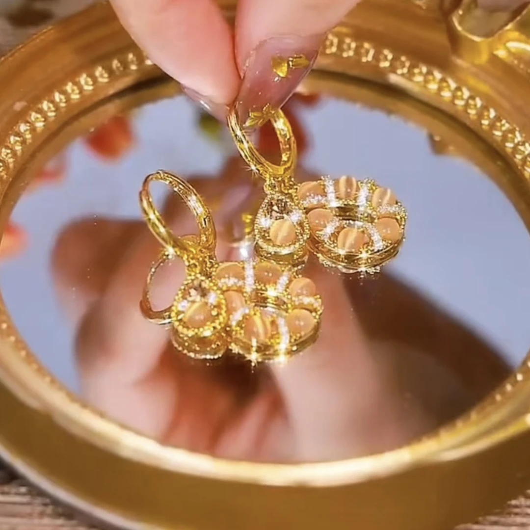 铜合金耳饰 新款轻奢【圆满】精致时尚气质耳扣0171