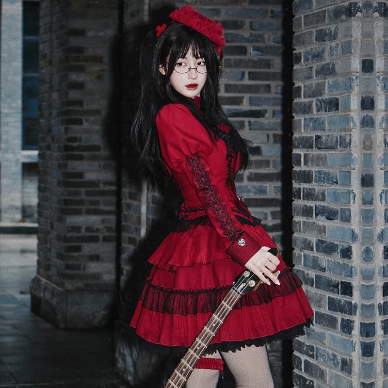【开箱礼·蔷薇】withpuji原创哥特朋克狗短西服胸花两件套lolita