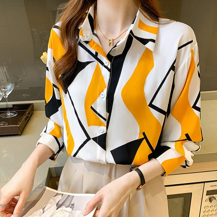 9270春季显瘦高档雪纺衬衫女气质长袖设计感小众时尚洋气名媛上衣