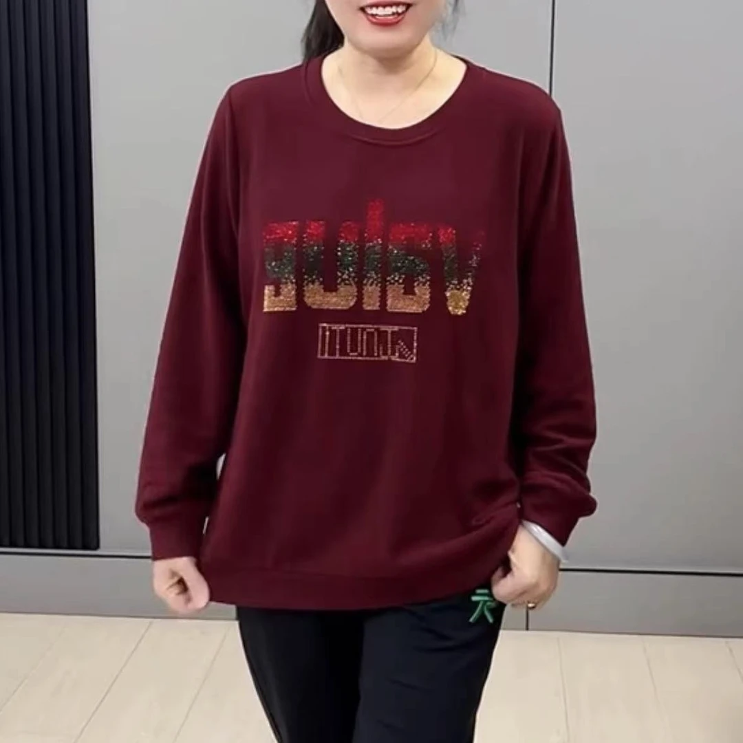 283秋冬时尚洋气宽松百搭双面绒长袖衫