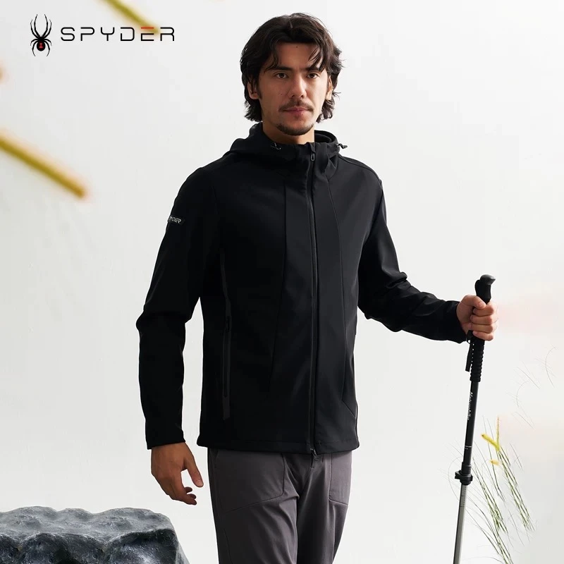 Spyder2024春秋综合训练运动健身男士梭织压胶软壳夹克24EF103M