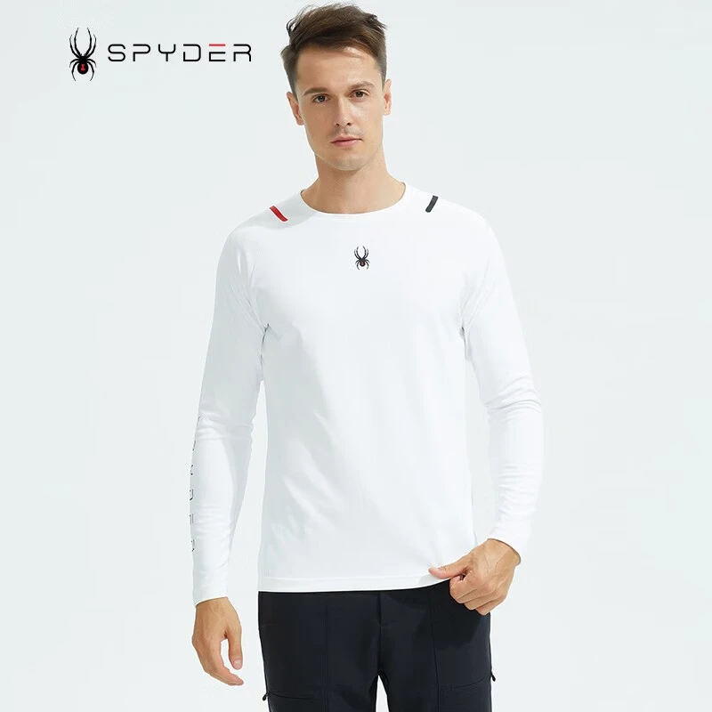 SPYDER蜘蛛透气运动T恤男训练速干衣健身跑步长袖上衣男22cf423m
